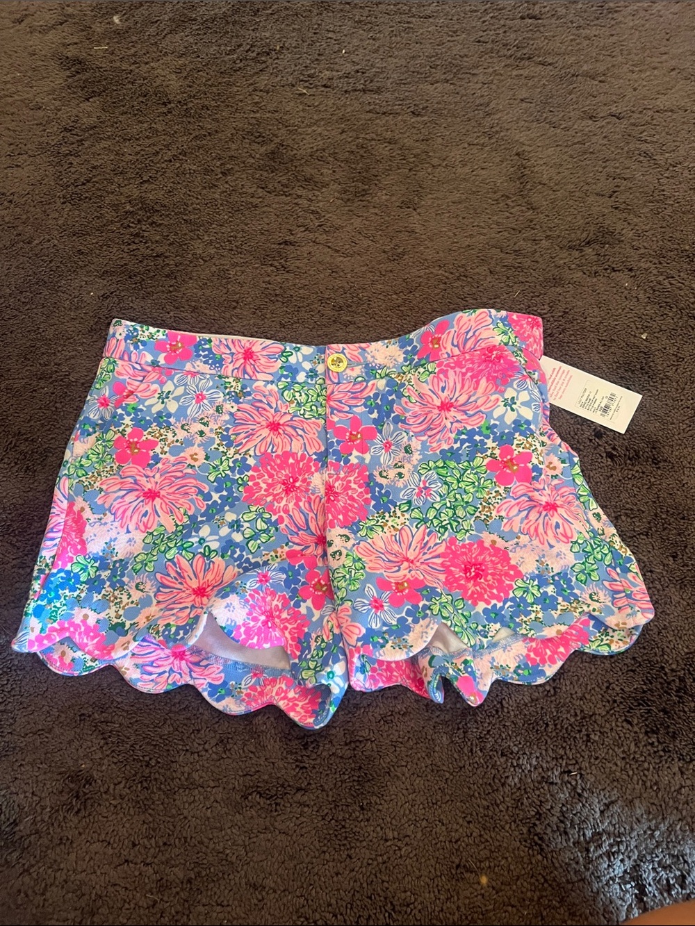 Lilly Pulitzer Floral Scallop Hem Women's Shorts - Pink & Blue